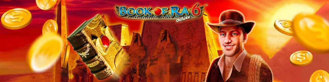 Book of Ra hero banner showing the iconic golden book and Egyptian adventure theme